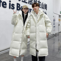 JPDUN秋冬情侣同款长款过膝羽绒服男中戏女宽松休闲保暖外套