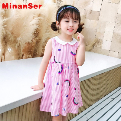MinanSer女童2021夏季新款花朵裙子中小童连衣裙小仙女韩版女宝宝棉清新公主裙洋气新品童装
