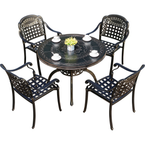 易企采 户外铸铝桌椅防水阳台组合套装创意别墅室外庭院花园铁艺桌椅休闲户外桌椅