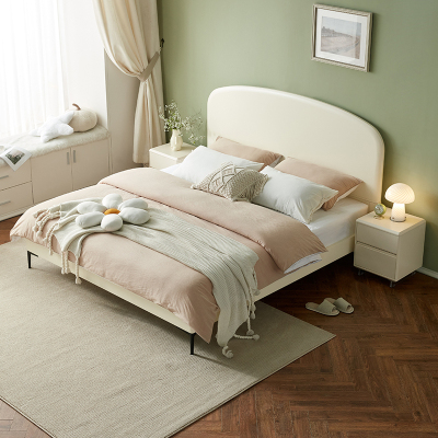 全友家居板式床现代简约高颜值大白床小户型卧室家具网红双人床