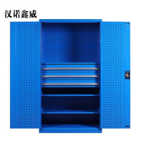 汉诺鑫威工具柜加厚铁皮储物柜工厂车间用带抽屉汽修多功能收纳柜通门内三抽柜蓝色
