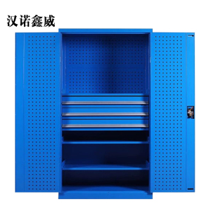 汉诺鑫威工具柜加厚铁皮储物柜工厂车间用带抽屉汽修多功能收纳柜通门内三抽柜蓝色