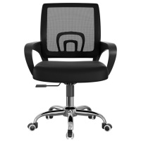 易企采 黑框黑网钢制脚办公座椅舒适久坐电脑椅家用万向轮职员椅升降透气旋转椅