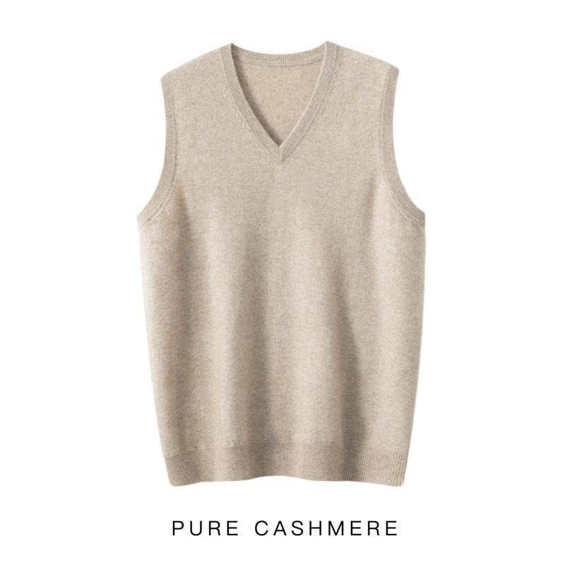 男士山羊绒衫V领马甲秋冬坎肩大码无袖背心休闲宽松羊毛针织马甲
