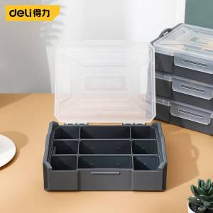 得力工具DL1001-1零件盒(灰)9宫格(盒)