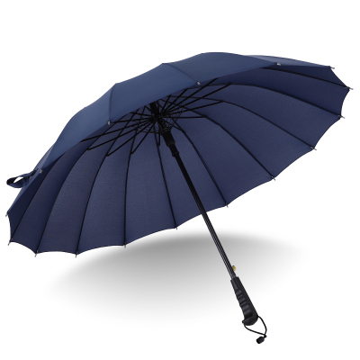 长柄雨伞大号双人加固超大防抗风三人黑色直柄商务伞定制logo藏青色16k直柄