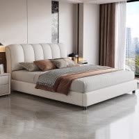 意式真皮床轻奢现代简约主卧室双人床小户型储物床家用软包大床