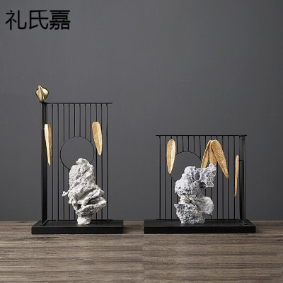 礼氏嘉礼品乔迁家居饰品假山石摆件新中式别墅酒店软装摆设博古架装饰