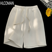 HLCOMAN短裤男夏季薄款美式复古痞帅提花抽绳青少年宽松休闲五分裤子