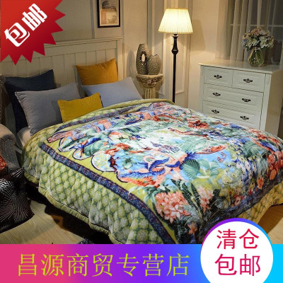高端安哥拉精品毛毯双层加厚8/9斤云毯超柔软毛冬季保暖婚庆盖毯罗曼风情-绿-9斤200cmx230cm