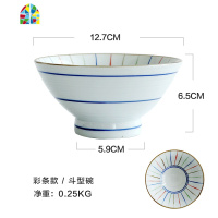日式和风斗型碗斗笠碗高脚碗创意个性米饭碗家用单个小汤碗 FENGHOU 彩花-勺子