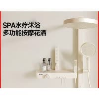 惠达(HUIDA)-HDY5X-S220卫浴奶油风淋浴淋雨花洒套装家用精铜数显 5功能背喷按摩出水