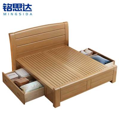 铭思达实木储物床1.5米张