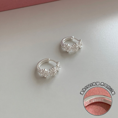 纯银花朵耳扣女款高级感夏天耳环甜美气质款耳饰2025新款送女朋友老婆情人节七夕生日礼物