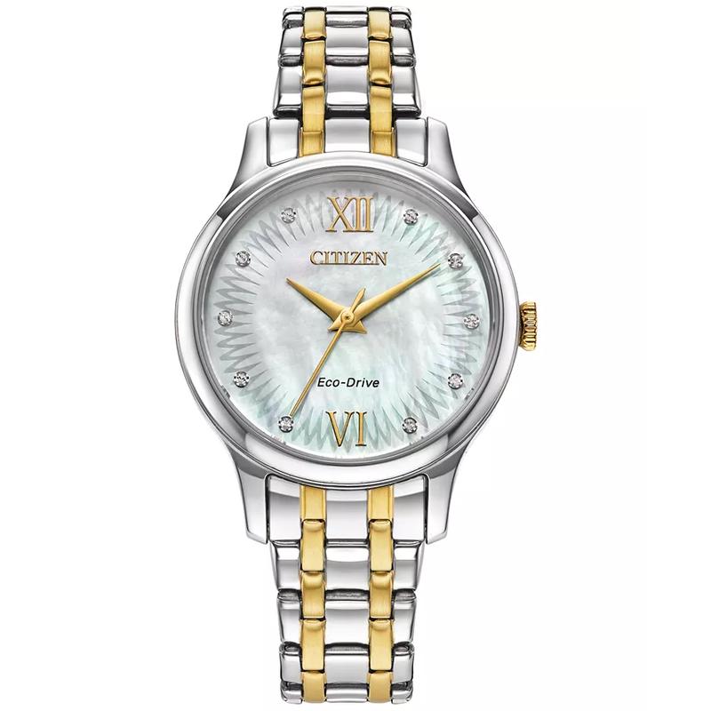 西铁城(CITIZEN)光动能女款经典两色调不锈钢表带手表31mm代购正品石英腕表