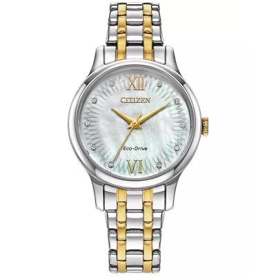 西铁城(CITIZEN)光动能女款经典两色调不锈钢表带手表31mm代购正品石英腕表