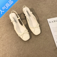 SUNTEK设计感紫色高跟包头气质凉鞋女鞋子春夏粗跟蝴蝶结甜系晚晚风单鞋