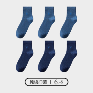花花公子男士袜子中筒秋冬季加厚款全棉短袜防臭吸汗抗菌纯棉长袜