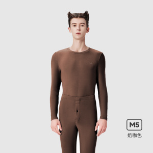 [热八度2.0舒暖]猫人男女士德绒发热保暖内衣套装 无痕秋衣秋裤