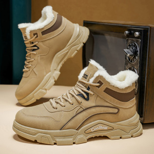 大码马丁靴男英伦风皮鞋复古工装靴棉鞋高帮冬季加绒保暖男鞋