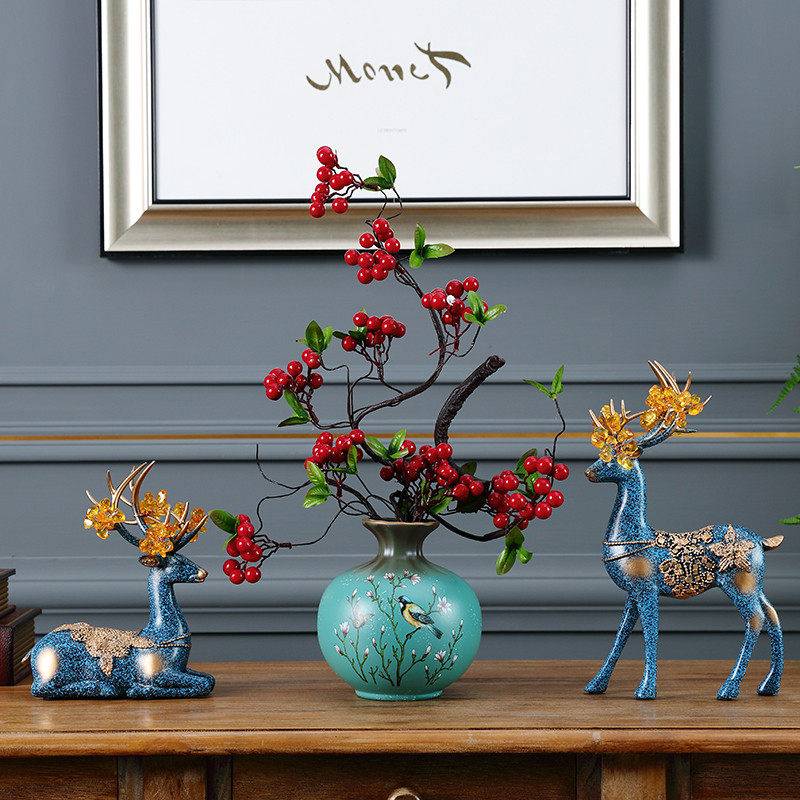 欧式创意鹿三件套玄关摆件客厅电视柜酒柜家居装饰品结