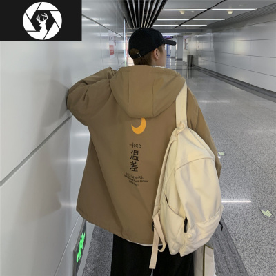 HongZun羔毛外套男潮牌冬季加绒棉衣休闲港风学生连帽棉服棉袄保暖潮流棉衣