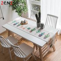 家柏饰(CORATED)北欧S风棉麻布艺茶几电视柜长条客厅餐厅餐桌布盖巾桌旗 仙人掌桌旗 35*160cm