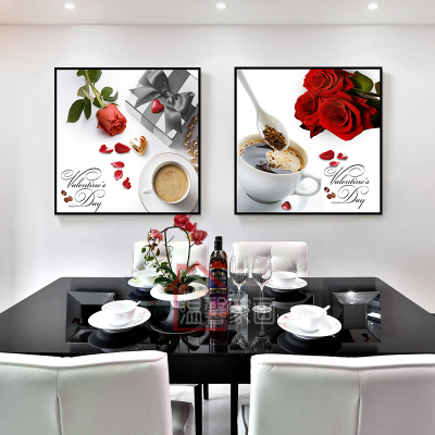 舒厅餐厅装饰画现代简约饭厅挂画歺厅厨房墙画创意酒杯水果壁画客厅画款22（80*80cm）