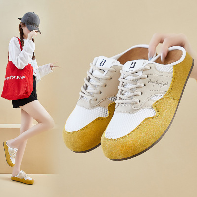 2025夏季半托小白鞋新款韩版ins女学生增高网面透气休闲街拍