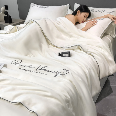 抖音冰丝夏被空调被夏凉被a类四件套夏季可机洗薄款礼品被子_350