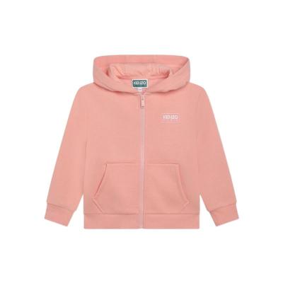 高田贤三(Kenzo)女童运动卫衣棉质拼接聚酯纤维带帽拉链连帽衫外