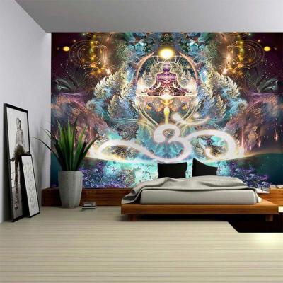 美帮汇波西米亚墙壁装饰挂布床头瑜伽背景布壁画印度曼陀罗挂毯 图四 绒布130高*150宽厘米横款