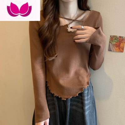 七斓设计感小众长袖T恤女2023春装高级感时髦洋气内搭打底衫上衣