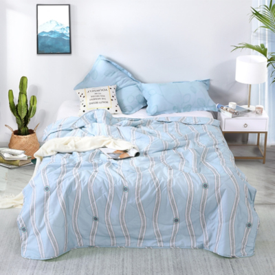 水星家纺出品百丽丝双人夏凉被空调被可水洗繁星眠全棉夏被多花型被子