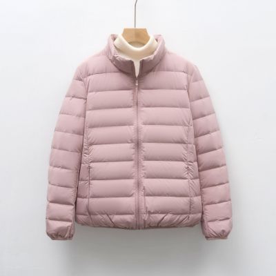 女式90绒纯色女装立领无缝压胶羽绒服短款大码外套