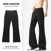 美式cleanfit小黑色牛仔裤显高显腿长男女款喇叭牛仔裤男女生