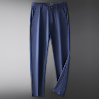竹纤维抗皱长裤透气直筒时尚春夏商务休闲裤垂感黑色宝蓝棉西裤男