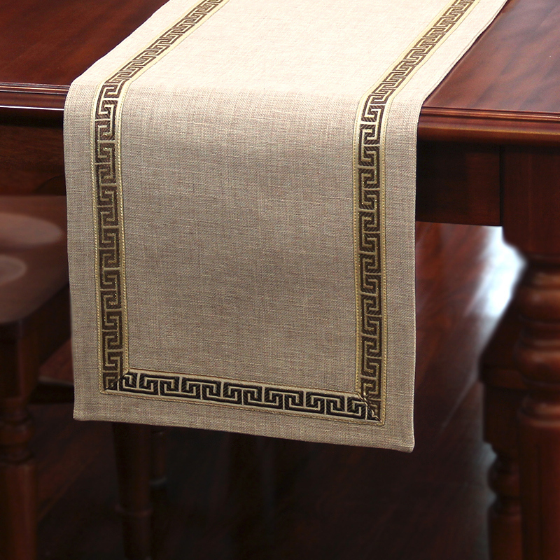 美帮汇美式桌旗新中式茶旗布禅意席茶几桌布现代简约北欧床旗餐桌茶桌布 驼色 33*320CM(适合2.6米餐桌或茶桌)