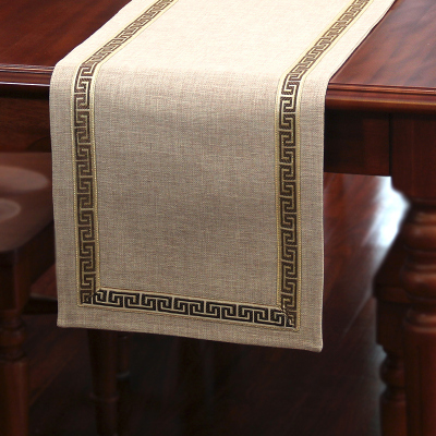 美帮汇美式桌旗新中式茶旗布禅意席茶几桌布现代简约北欧床旗餐桌茶桌布 驼色 33*320CM(适合2.6米餐桌或茶桌)