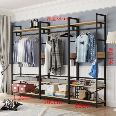 创意铁艺衣帽架家用简易挂衣架落地式卧室置物收纳架子木质经济型