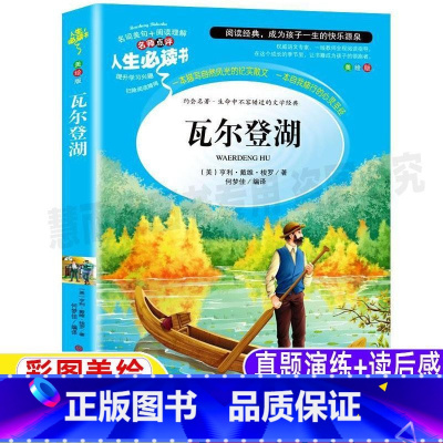 [正版]瓦尔登湖戴维梭罗原著小学生青少年三四五六年级必读课外书彩图美绘插画版名师导读带批注读后感吉林大学出版社何梦佳译