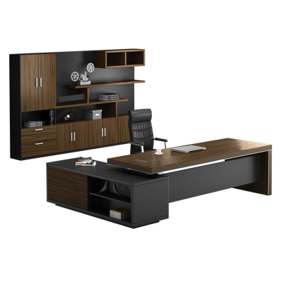 三能 简约现代木质办公桌办公家具木纹色老板桌大班台经理桌