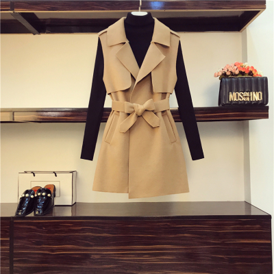 广赫大码女装2020秋冬新款胖妹妹减龄显瘦洋气时髦马甲风衣两件套装裤风衣