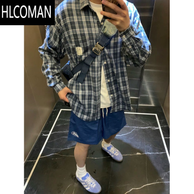 HLCOMAN夏季多巴胺尼龙速干短裤男女美式印花宽松运动休闲舒适五分裤情侣