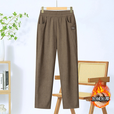 冬季裤子中老年女装妈妈外穿直筒长裤冬天加绒加厚中老年人保暖裤