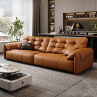 苏宁官方真皮沙发高靠背皮艺沙发意式极简大象耳朵-许愿