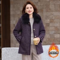 加绒保暖妈妈冬装大衣时尚大毛领女装中老年仿貂绒外套女洋气衣服