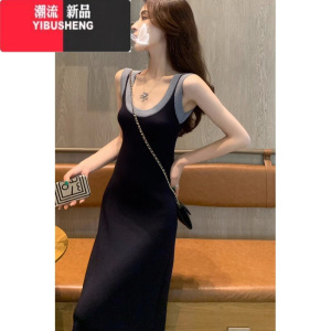 YIBUSHENG纯欲风辣妹无袖针织连衣裙女季新款法式气质时尚显瘦包臀吊带裙