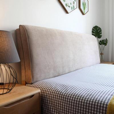 美帮汇定制北欧实木床上靠垫榻榻米无床头板软包自粘布艺罩可拆洗 浅咖色 有床头款200*58*10CM