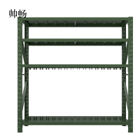 帅畅消防铁锹镐农具摆放架安保装备器材存放架军绿色拆装盾牌货架盾牌架2000*600*2000